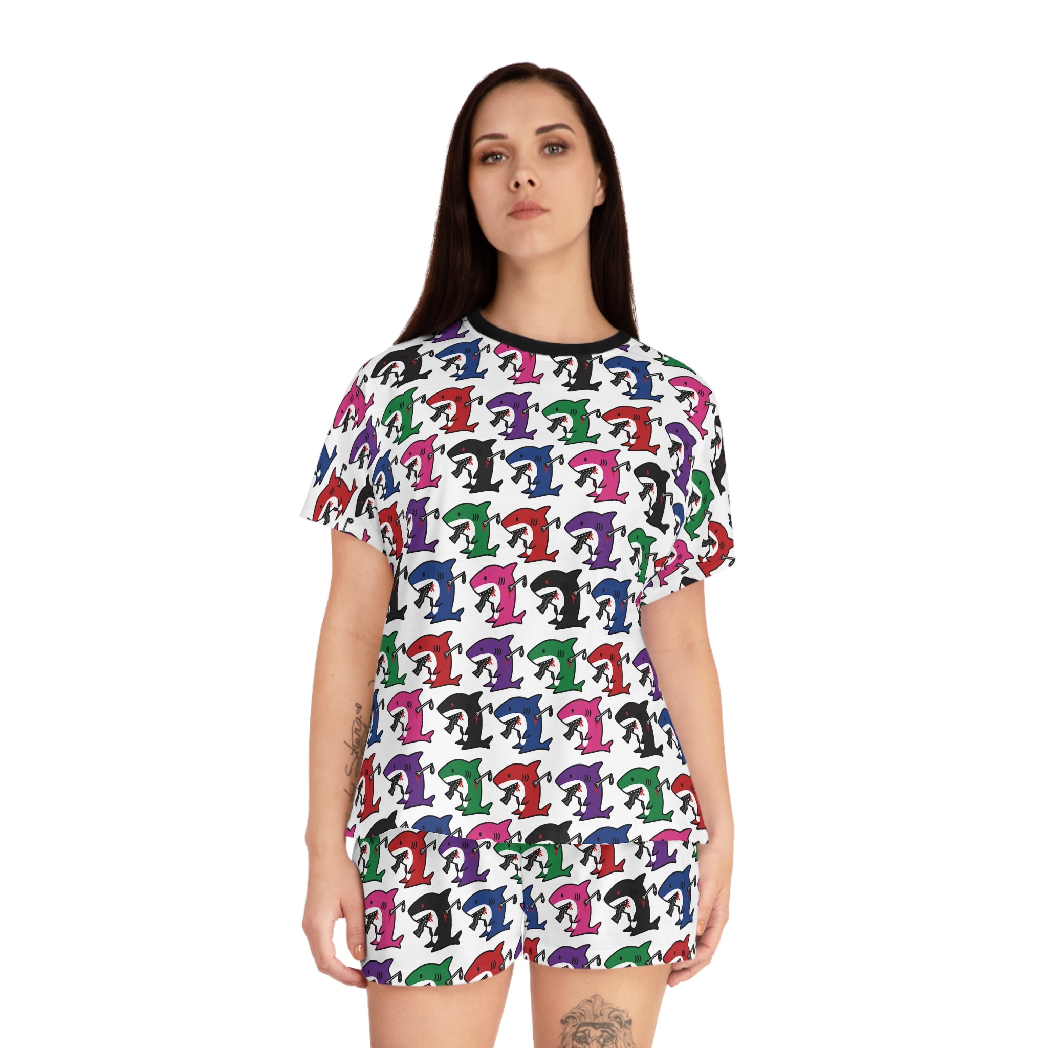 Slit Gill pattern Pajama Set